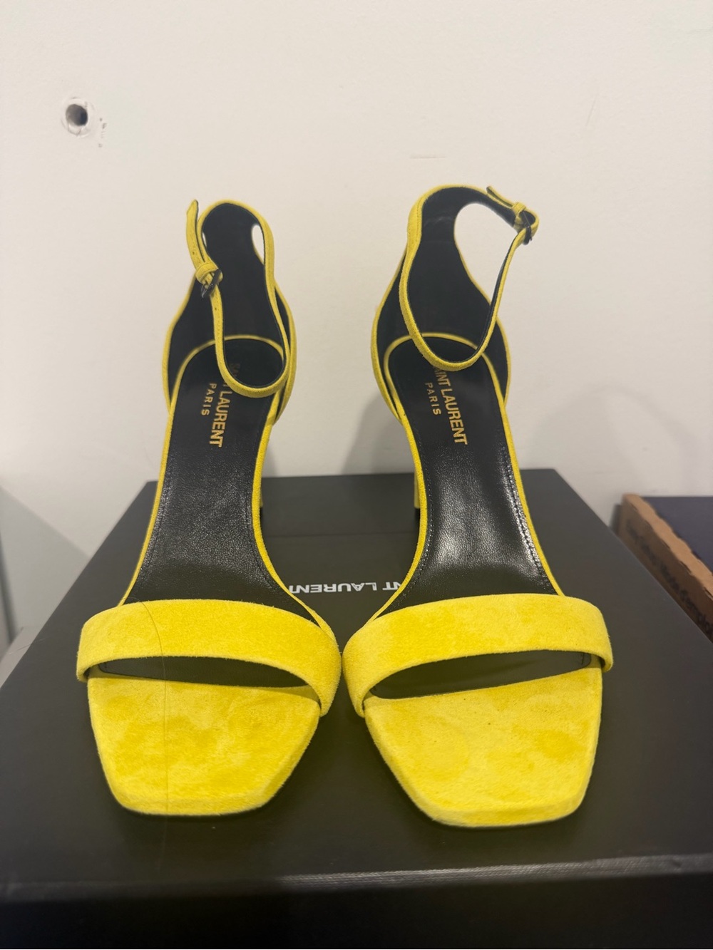 Saint Laurent Citrus Suede Stiletto Slingback Sandals